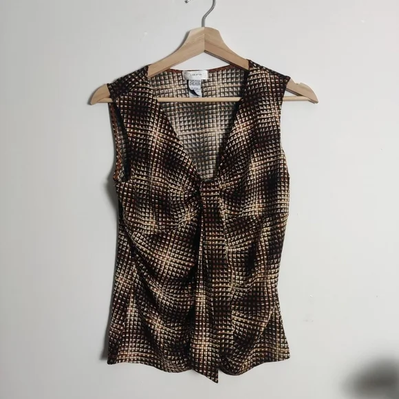 Laura Brown Square Patterned Tank Top - Picture 4 of 7